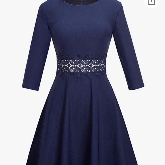 Homeyee Elegant Cocktail Dress with Lace Trim - Picture 13 of 16